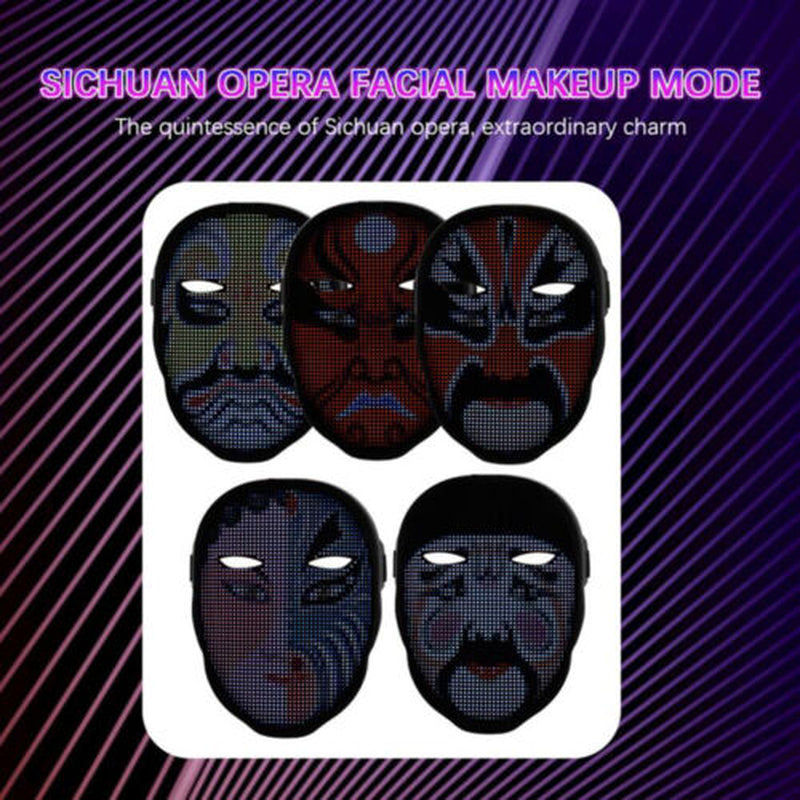 Face Transforming LED Mask with App Controlled - Programmable LED Halloween Mask