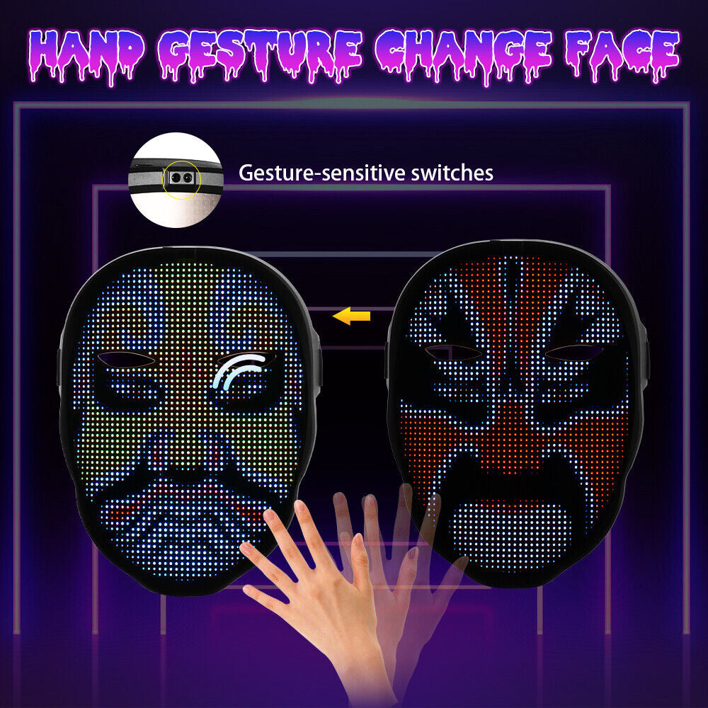 Face Transforming LED Mask with App Controlled - Programmable LED Halloween Mask