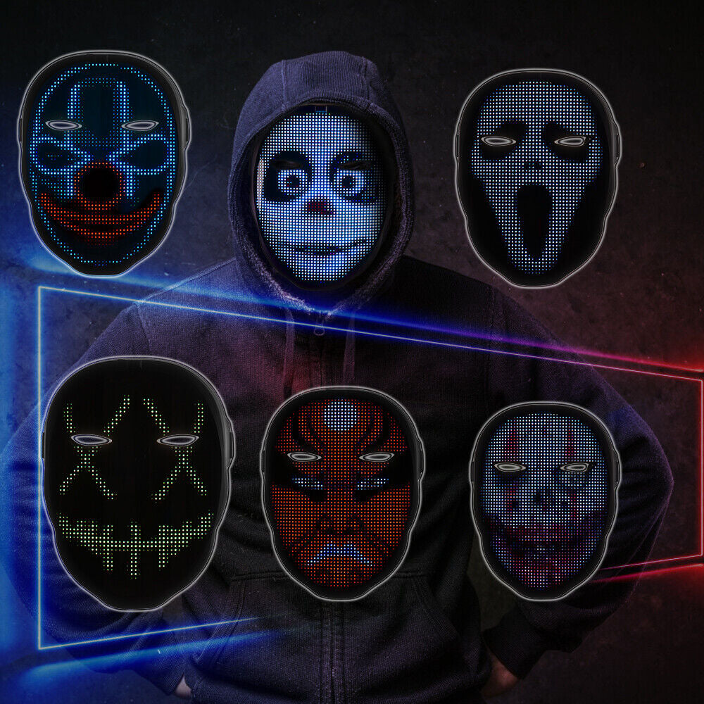 Face Transforming LED Mask with App Controlled - Programmable LED Halloween Mask