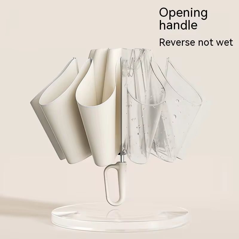 Ring Buckle Reverse Automatic Umbrella Storm Resistant Umbrella Thickened and Reinforced Night Reflective Folding Umbrella